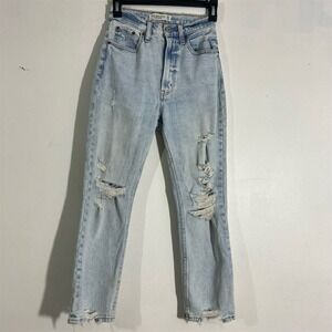 Abercrombie  Women's Distressed Light Wash Denim Jeans Size 24 Blue Casual